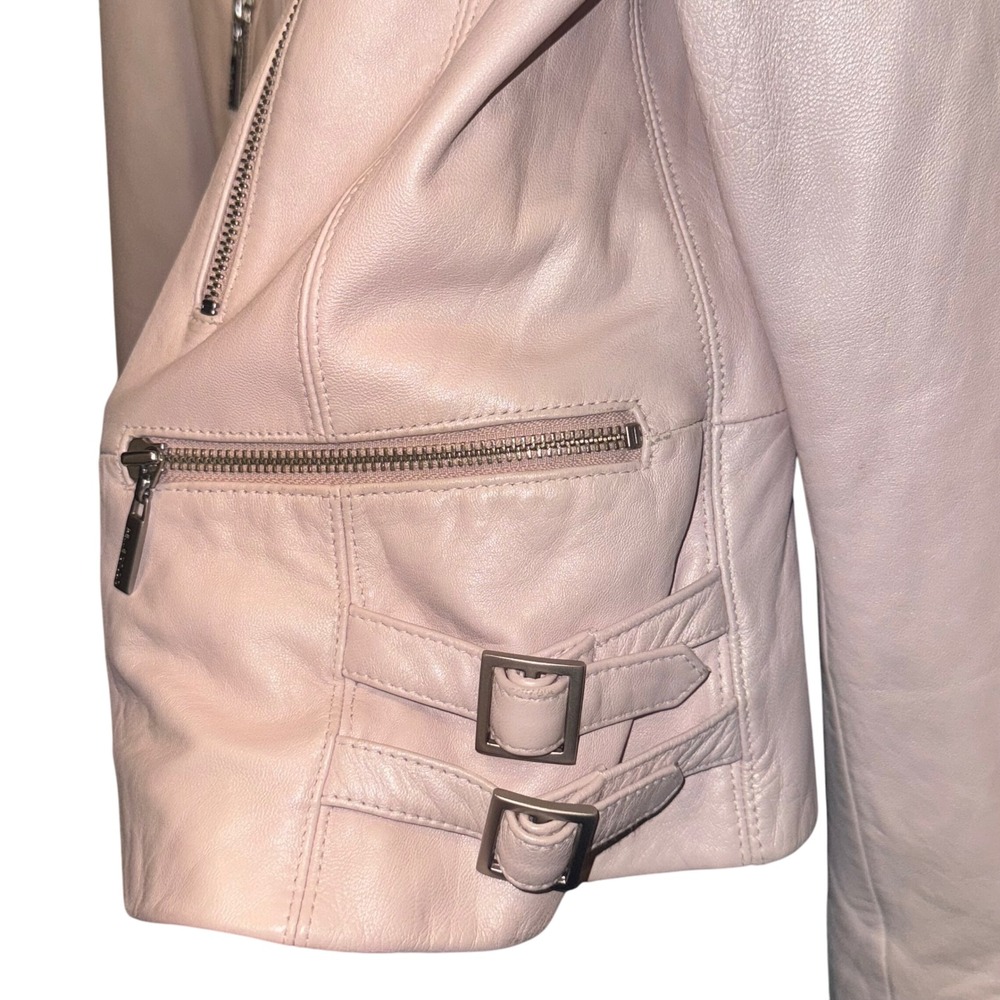 Vintage 90s Y2K Wilsons Pelle Studio Pink Leather Moto Jacket Women's M - Picture 10 of 16